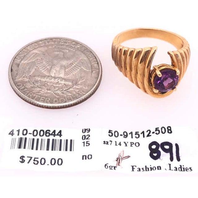 14 Karat Yellow Gold With Center Amethyst Dome Fashion Ring For Sale In New York - Image 6 of 6