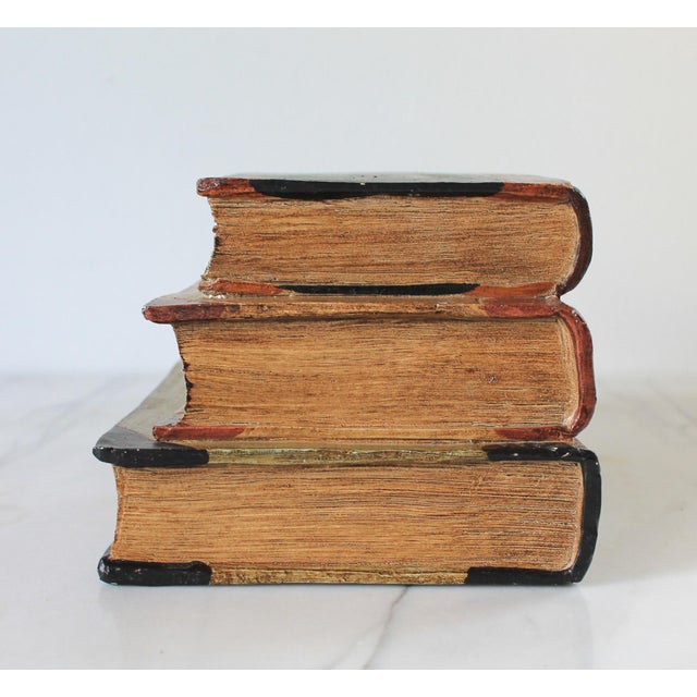 Plastic Vintage Faux Leather Books Bookend For Sale - Image 7 of 9