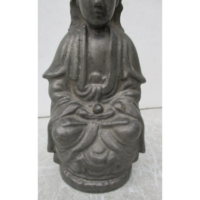 Gray Antique Pewter Kuan Yin Figure Circa 1910 For Sale - Image 8 of 8