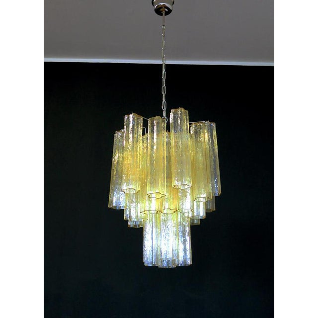Tube Chandeliers in Gold Murano Glass, 1970s, Set of 3 For Sale - Image 9 of 16