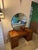 Mid-Century Modern 1940s Retro Vanity - Dressing Table/ Bar With Large Round Mirror For Sale - Image 3 of 7