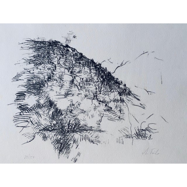 Expressionism Anna Ticho, German Israeli Expressionist Abstract Lithograph Of Judeah Hills For Sale - Image 3 of 7