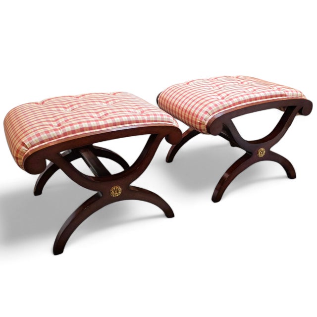 Pair of Kindel Furniture Winterthur Collection New York Ottomans For Sale - Image 12 of 15