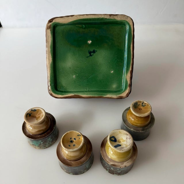 Brown 19th Century English Majolica Egg Cup Basket Set- 5 Pieces For Sale - Image 8 of 11