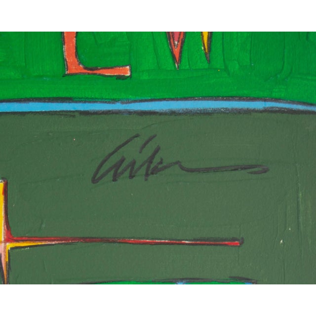 1980s Signed Abstract Mixed Media Painting by Harry Hilson For Sale - Image 4 of 9
