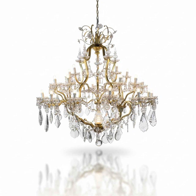 Large Italian Crystal and Brass Chandelier, 1950s For Sale - Image 14 of 18