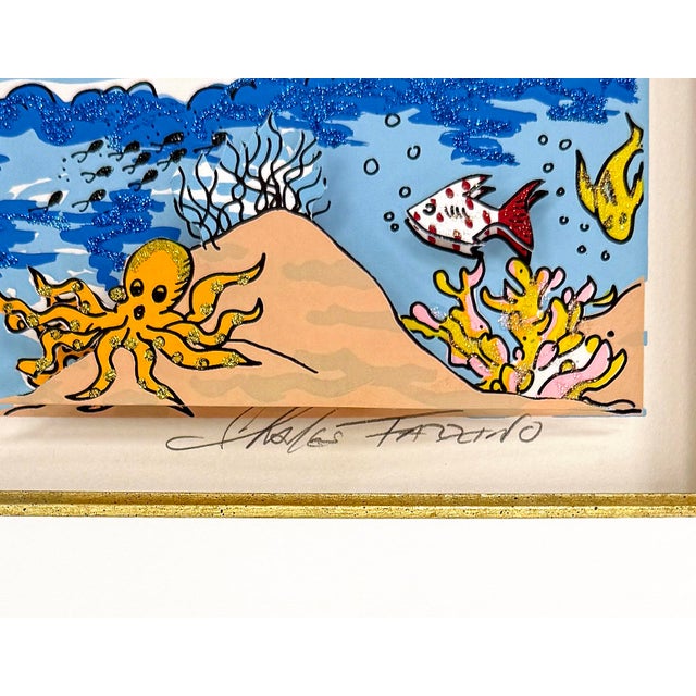 Double layered 3D constructed mixed media serigraph on white museum board with glitter. Hand signed lower right by Charles...