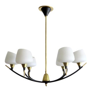 Six-Arm Chandelier by Arlus, 1950 For Sale