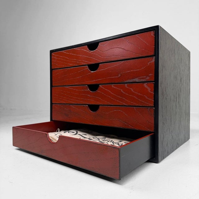 Japanese Lacquered Filing Cabinet with Five Drawers, 1980s For Sale - Image 10 of 11
