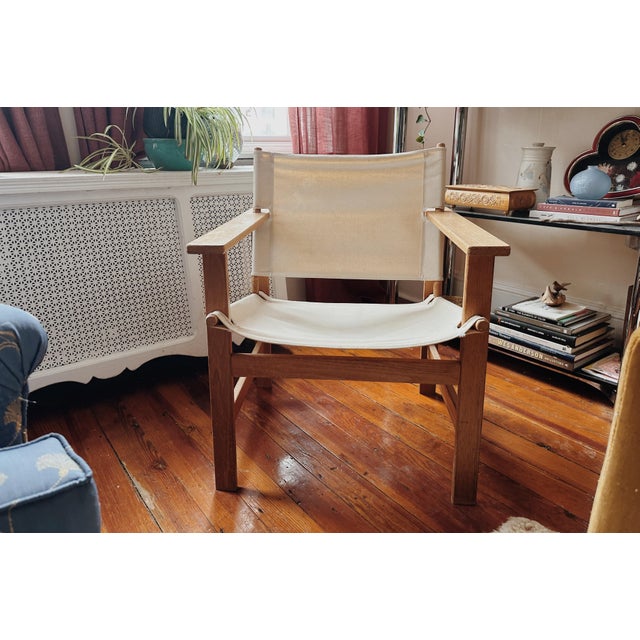 Wood 1980s Canvas Sling Safari Lounge Chair For Sale - Image 7 of 8