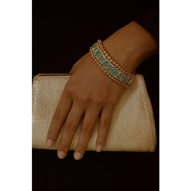 Late 20th Century Bochic “Vintage Retro” Natural Emeralds & Diamonds Set In 18K Gold & Silver For Sale - Image 5 of 16