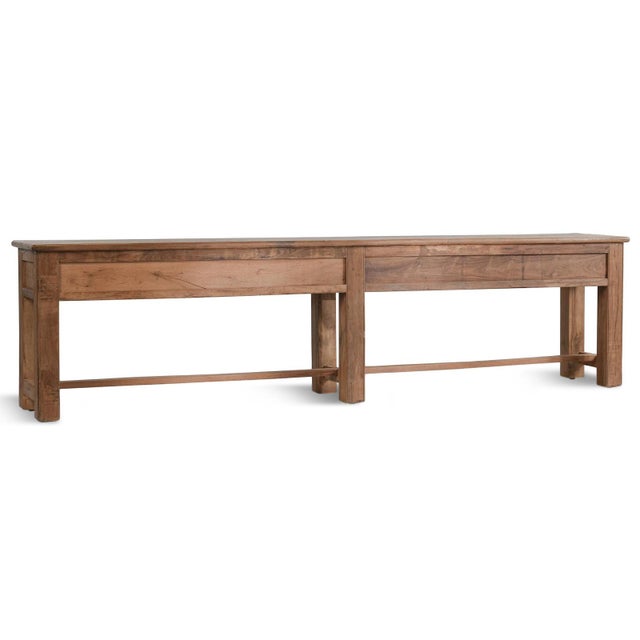 Wood Long Farmhouse Salvaged Six-Drawer Console Table For Sale - Image 7 of 8