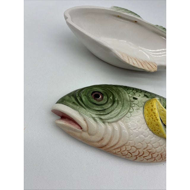 Vintage Majolica Vietri Fish Shape Soup Tureen For Sale - Image 4 of 7