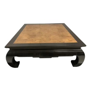 Vintage Chinoiserie James Mont Style Mid-Century Black Lacquer Coffee Table