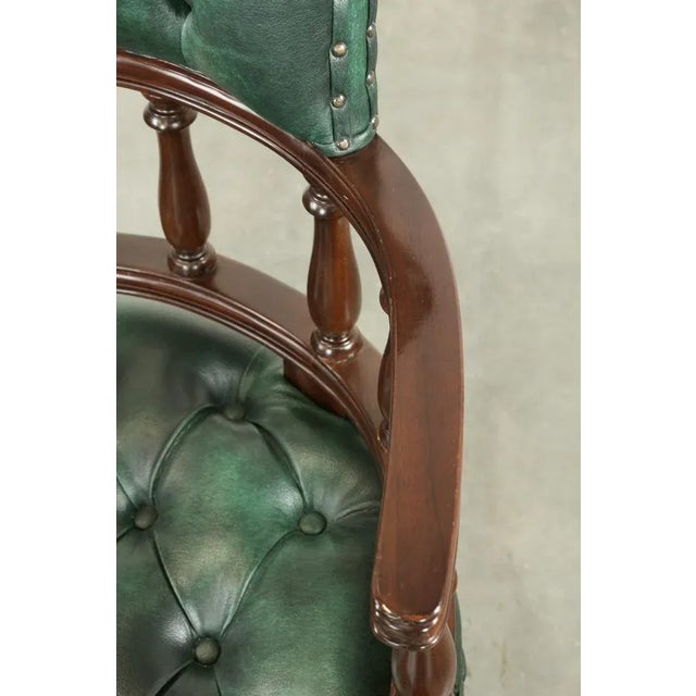 Green Chesterfield Office Chair in Green Flamed Cowhide Leather For Sale - Image 8 of 14