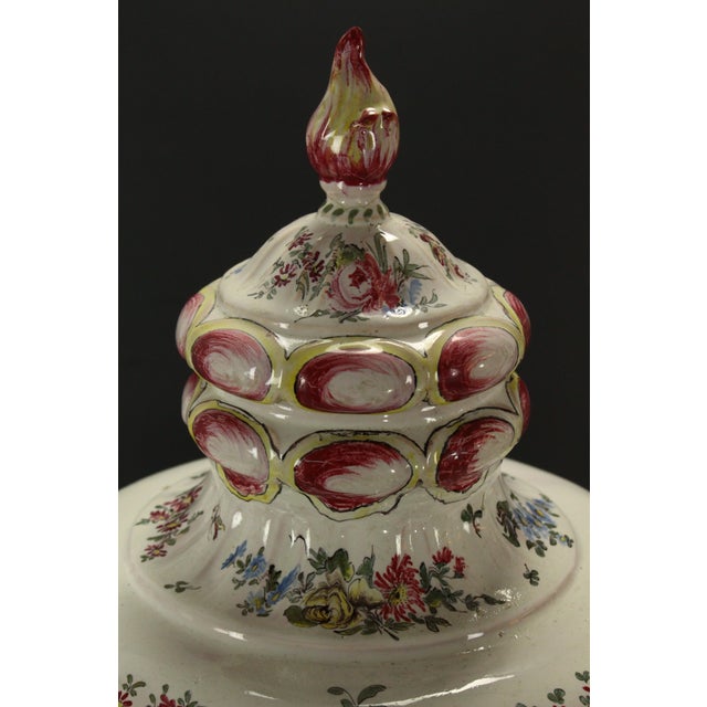 19th Century Hand Painted Faience Lidded Urn Veuve Perrin, France For Sale - Image 9 of 12