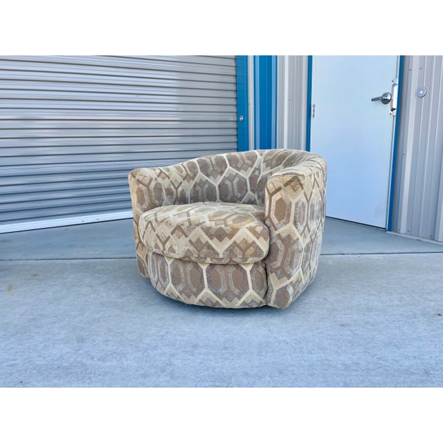 1960s Mid-Century Style Geometric Swivel Lounge Chairs - Set of 2 For Sale In Los Angeles - Image 6 of 13