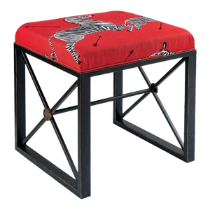 Scalamandre Maison by Port 68 Medallion Black with Zebra Red Right Facing Single Bench