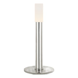 Kelly Wearstler by Visual Comfort Signature Rousseau 10" Rechargeable Accent Lamp in Polished Nickel with Etched Crystal For Sale