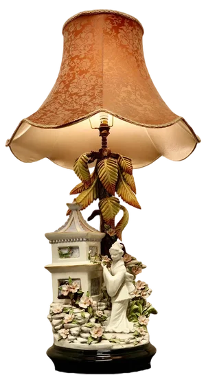 Large Figural Ceramic Table Lamp by D. Polo Uiato in the style of Capodimonte, 1960s