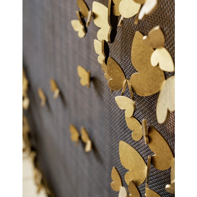 Warm Black Butterfly Fireplace Screen Lighter Version For Sale - Image 11 of 12