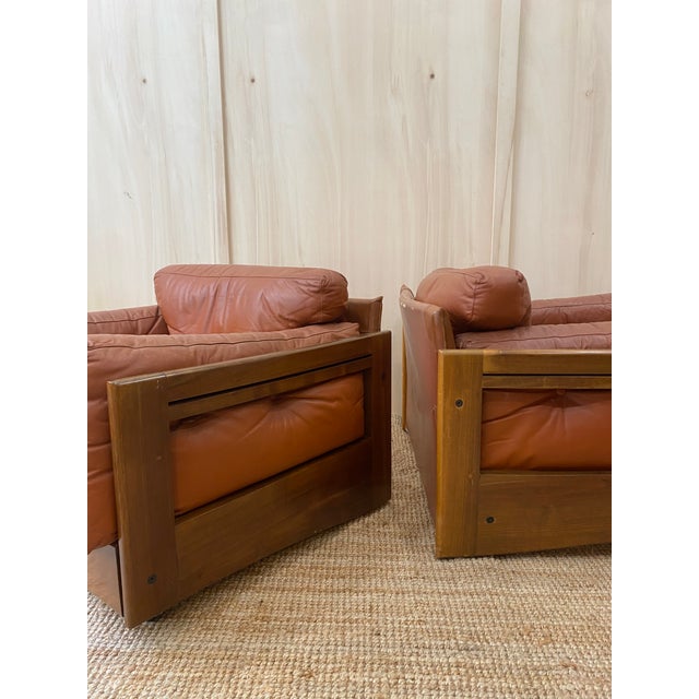 Italian Leather Club Chairs, 1960s, Set of 2 For Sale - Image 4 of 13