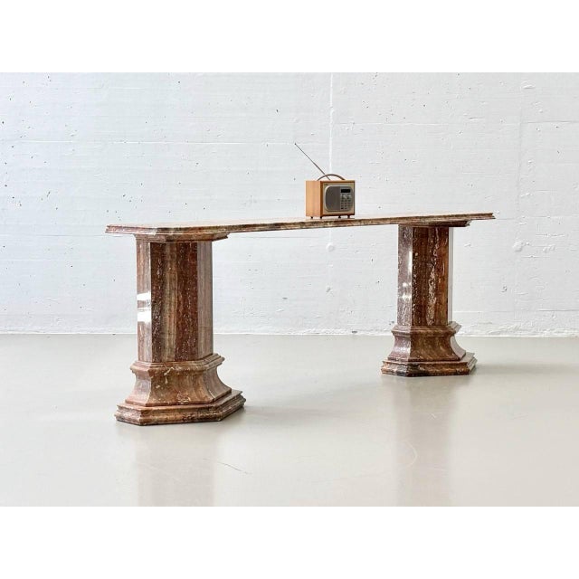 Console Table in Reddish-Brown Marble, Italy For Sale - Image 6 of 18