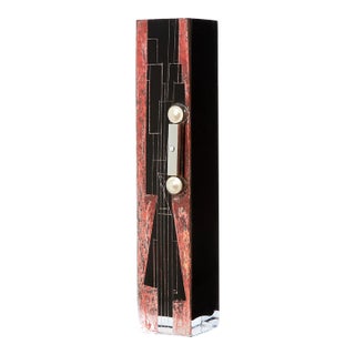 Anatole Riecke French Art Deco Tall Black Opaline Glass Red Vase 1938 For Sale