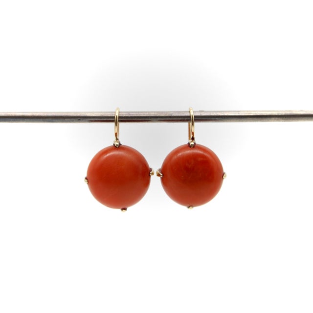 1900-1909 Pre-Revolutionary 14k Gold Coral Earrings, A Pair For Sale In Los Angeles - Image 6 of 11