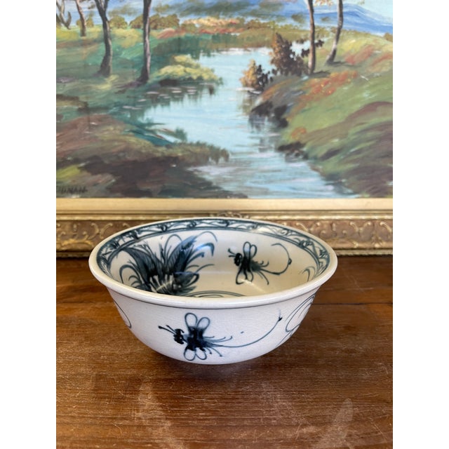 Vintage ceramic bowl handcrafted in Bat Trang, Vietnam - a village renowned for its centuries-old pottery tradition. This...