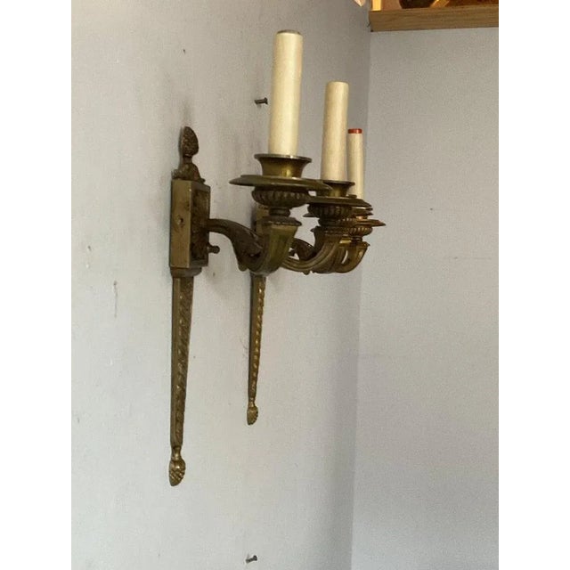 French 1940s, French Bronze Classical Sconces - A Pair For Sale - Image 3 of 12