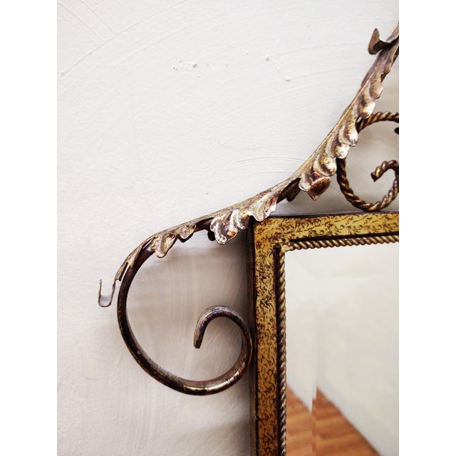 Regency Style Gold Finished Metal Framed Mirror For Sale - Image 4 of 5