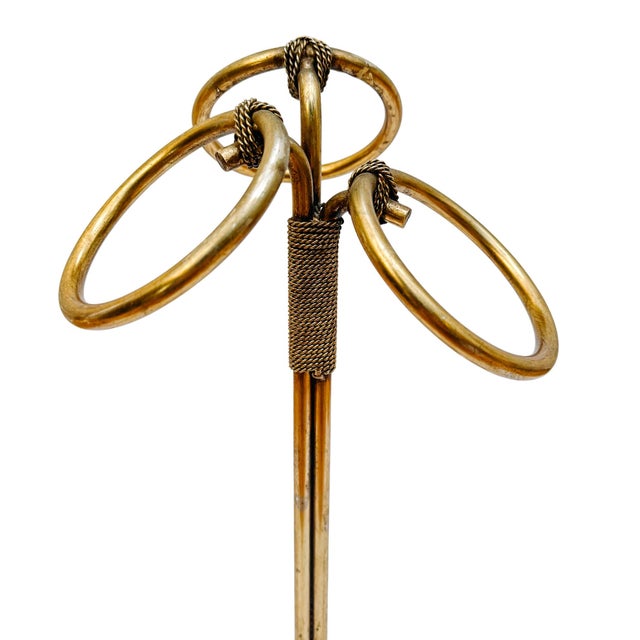 1960s 1960s Italian Tole Gilt Rope Three Ring Towel Holder For Sale - Image 5 of 7