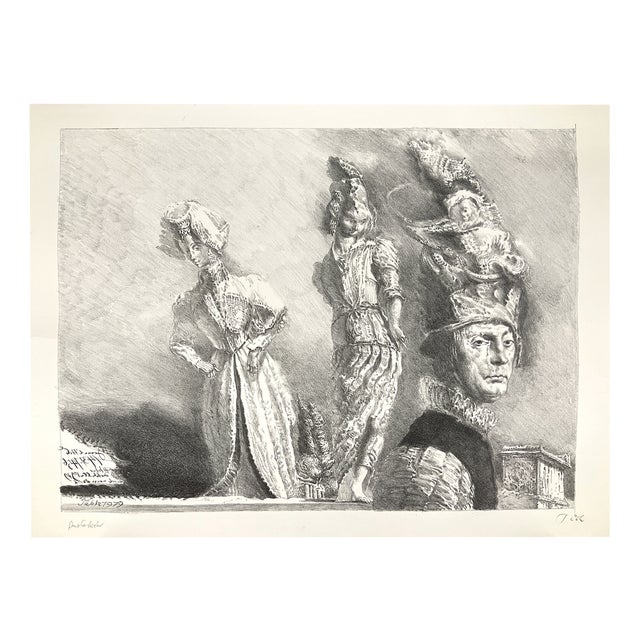 Werner Tübke, Happening in Pompeii IV, 1979, Chalk Lithograph For Sale