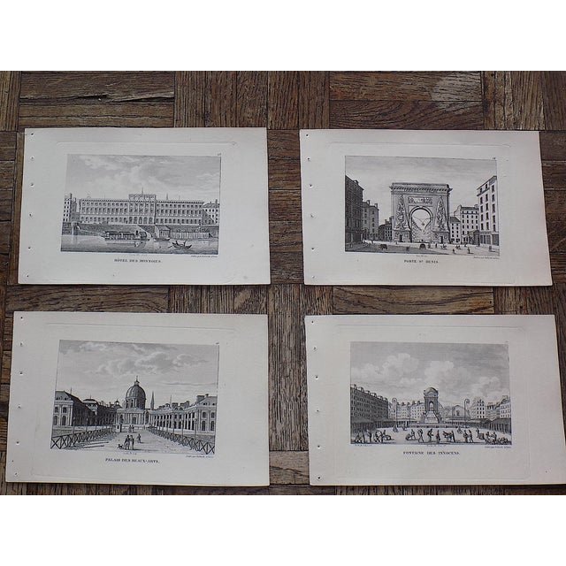 This set of nine (9) antique 19th century copperplate engravings depict early 19th century architectural views in the city...