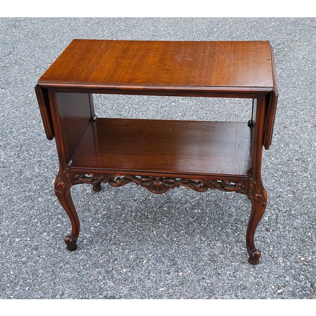 Imperial Grand Rapids Louis XVI Style Carved Mahogany Drop Leaf Side Table For Sale - Image 10 of 11