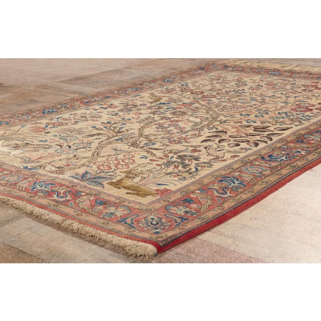 Beige Vintage Persian Qum Rug, 04'06 X 06'10 For Sale - Image 8 of 10