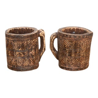 Set of Two, Handcarved Tribal Vessels For Sale