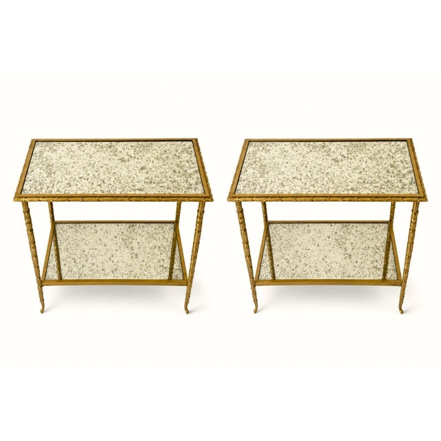 Elegant, airy, and unmistakably French, this exquisite pair of Maison Baguès side tables embodies the glamour of mid-...