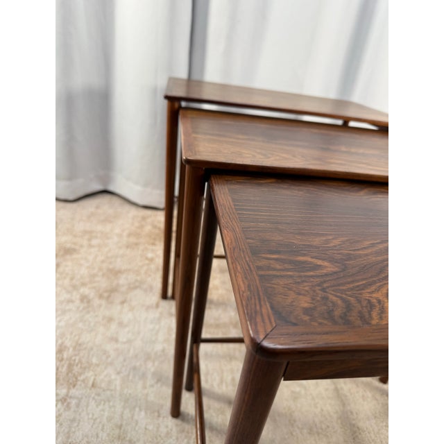1960s Danish Modern Rosewood Nesting Tables by Poul Jeppesen – Set of 3 For Sale - Image 11 of 12