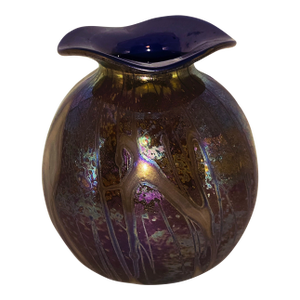 Signed, Fellerman Studio, '79, Ruffle Rim, Iridescent Vase