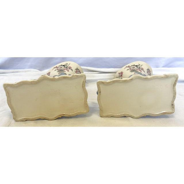 Mid 20th Century Porcelain Cornucopia Vases With French Belle Epoque Design- A Pair For Sale - Image 15 of 17