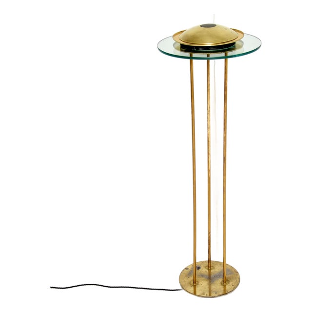 Vintage Brass and Glass Floor Lamp by Robert Sonneman, 1970s For Sale