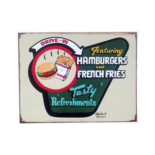 Vintage Look Marty Hamburgers Mummert Sign For Sale