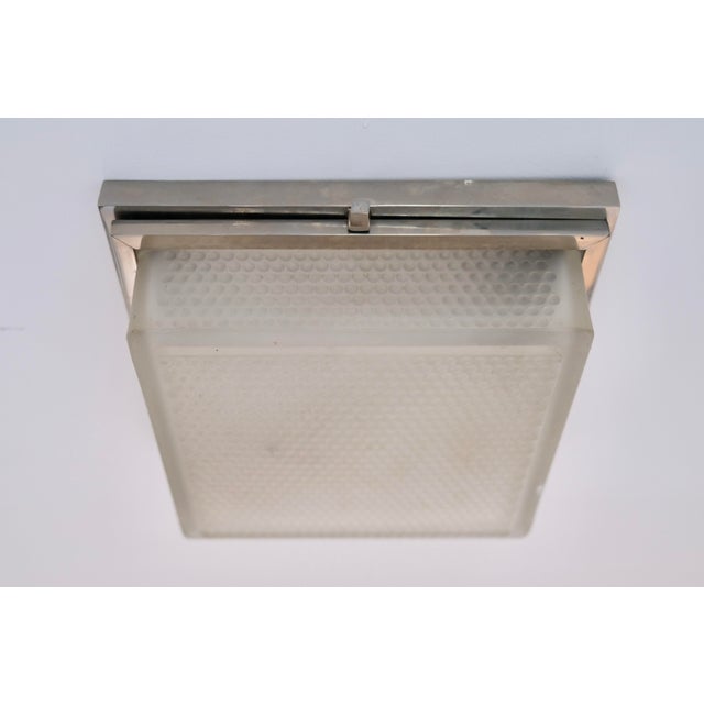Square Ceiling Light Fixture with Brass Mounting and Original Chrome Plating, 1930s, in Good conditions. Designed 1920 to...