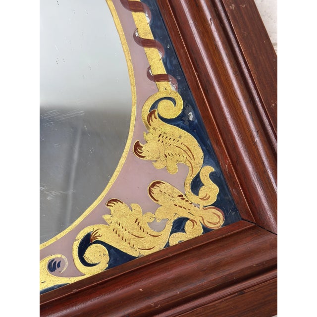 Antique Reverse Painted Glass Mat Framed Mirror, Circa Early 20th Century For Sale - Image 16 of 18