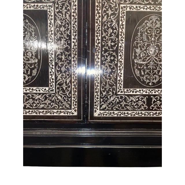 Black 19th Century Italian Ebonized Cabinet With Inlaid Fitted Interior For Sale - Image 8 of 13