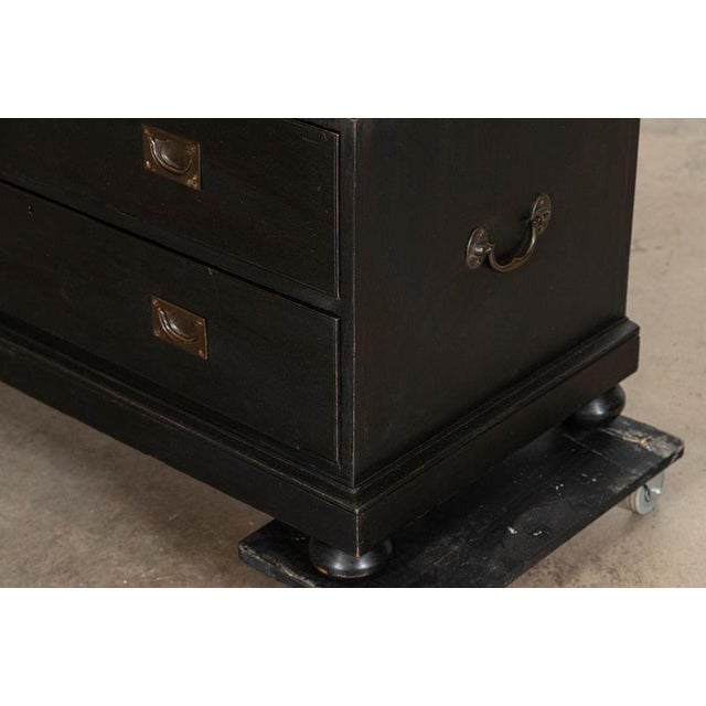 Large 19th Century English Ebonised Teak Campaign Chest Drawers, 1880 For Sale - Image 11 of 16