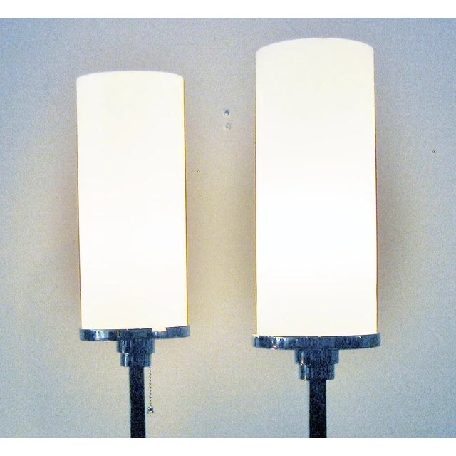 1920s Pair of 1920s 7 Feet Tall! Jules Bouy Art Deco Skyscraper Floor Lamps For Sale - Image 5 of 12
