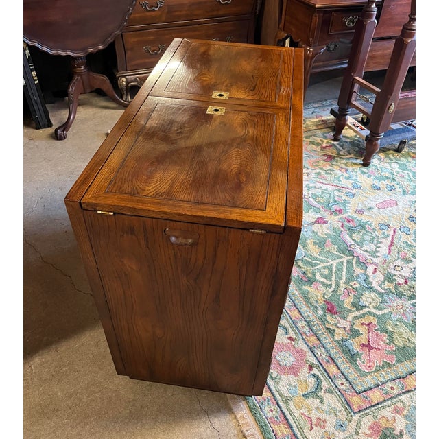 Late 20th Century Henredon Campaign Style Bar Cart For Sale - Image 9 of 12